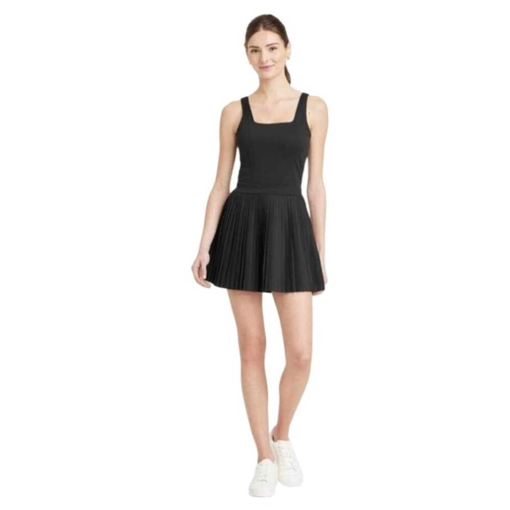 All In Motion Black Pleated Athletic Dress With Built-In Shorts XS